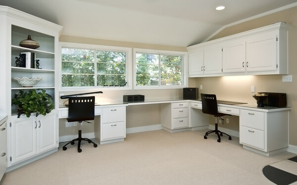 office, shaker cabinets, white