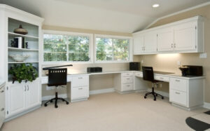 office, shaker, cabinets, white